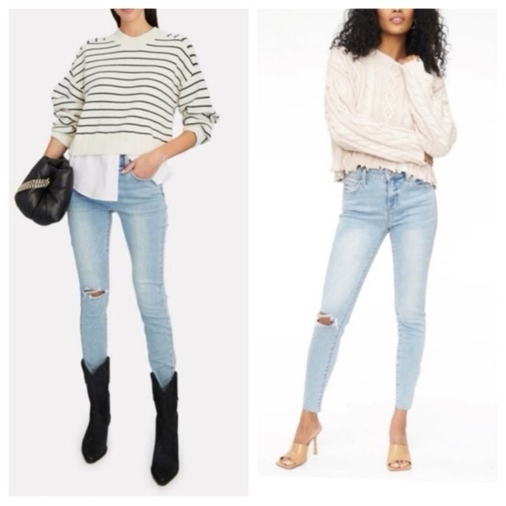 Pistola Audrey Mid-Rise Skinny Jeans Distressed Raw Hem Size 28